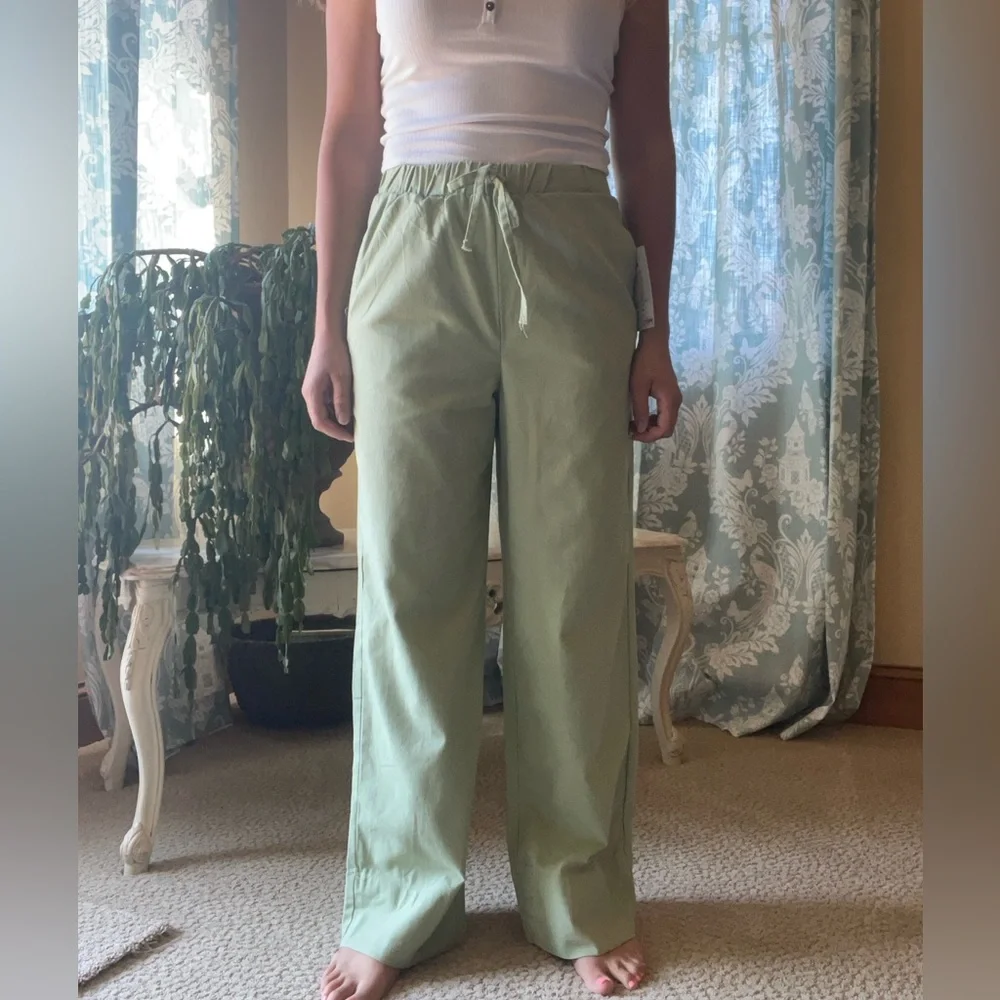 Green wide leg linen pants - Picture 9 of 10